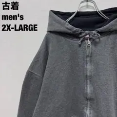 古着 CHAMPS パーカー 裏地ワッフル ビッグサイズ チャコールグレー2XL