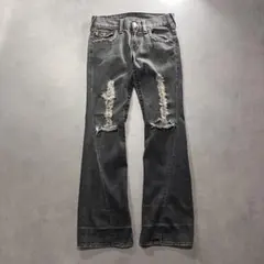 ◎TRUE RELIGION JOEY グランジフレアデニム 先染黒 2833
