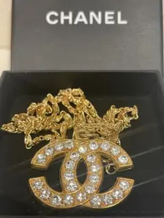【極美品】CHANEL ココマーク ラインストーン ネックレス　18Kメッキのサムネイル