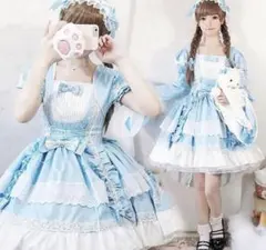 ロリータドレス 水色 ワンピース アイドル風