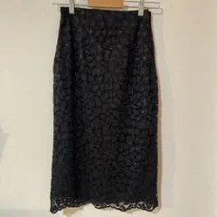 ZARA 黒 レース レオパード タイトスカート パーティー オフィスカジュアル