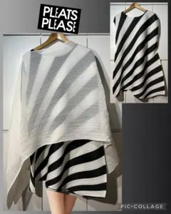 プリーツプリーズ 白黒チュニックワンピース ３ pleats please