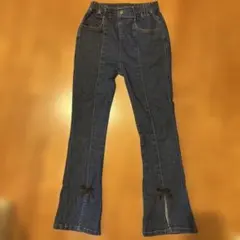 リボン付きスリットデニムパンツのサムネイル