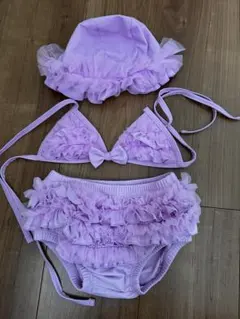 ラベンダー フリルビキニセット 90-100 M