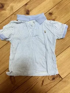 ラルフローレン　水色と白のチェック柄 ポロシャツ キッズ　24m