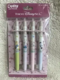 ダッフィー&フレンズ ウィッシングウィングス ボールペン　黒　4本セット　新品
