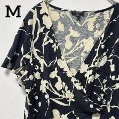一点もの⭐️TALBOTS【M】 ボタニカル柄 カシュクール風カットソー 半袖のサムネイル