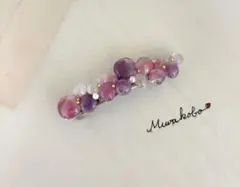 ピンクの粒々バレッタ　No.2267