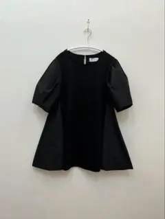 V348 #newans パフスリーブAラインブラウス 半袖 0 S 黒 - メルカリ
