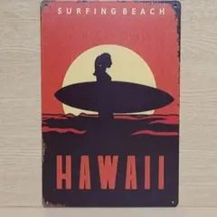 SURFING BEACH HAWAII ブリキ看板 OK2290