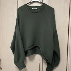 ダークグリーン オーバーサイズニット 長袖　And Search