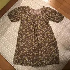 花柄 ブラウン ワンピース