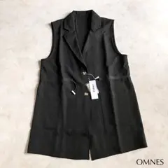 新品タグ付き OMNES＊ストレッチジョーゼット ウエストギャザーベスト 黒