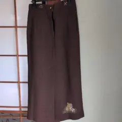 ブラウン タイトスカート 前ポケット付き