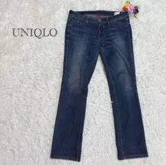 ユニクロ　スキニーデニム　ストレッチ　ダメージ加工　ML相当　カジュアル
