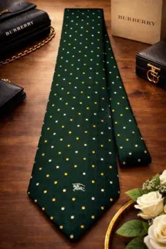 Burberry ネクタイ 緑 ドット柄 美品 高級 上品 メンズ人気