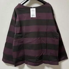 新品　B&Y コットンボーダーワイドスリーブプルオーバー