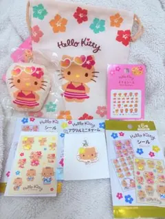 日焼けキティ 巾着 マスコット ネイルシール他6点♡セリア ダイソー キャンドゥ
