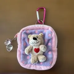 スージーズーカラビナ付きポーチ紫　ぬいぐるみ付きポーチ
