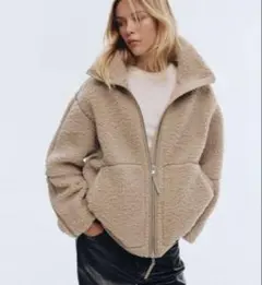 【新品未使用】H&M ルーズテディジャケット ベージュS【送料込み】