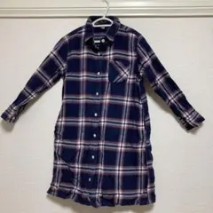 キッズ　チェックシャツ　紺120