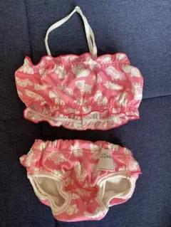 動物柄 ピンク ベビー水着 80-100cm