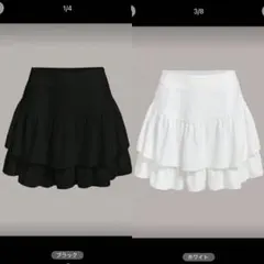 shein フリル付きミニスカート ブラック ホワイト　2着セット