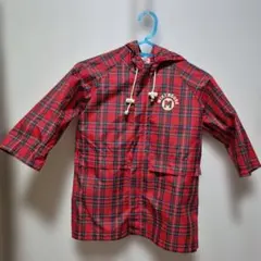 miki HOUSE 赤 チェック柄 レインコート 100