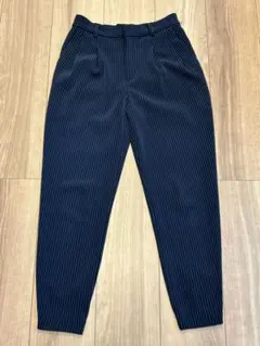 UNIQLO ドレープジョガーパンツ　ストライプ　ネイビー　XS