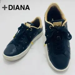 +diana プラスダイアナ レザースニーカー 極小スタッズ 21.5cm黒×金