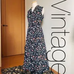 レトロ　ヴィンテージ　ロング　ワンピース　花柄　総柄
