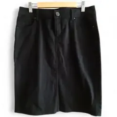 【美品】ZARA ザラ スリット入り ペンシルスカート ブラック L コットン