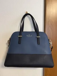 美品kate spade ニューヨークバッグ ネイビー バイカラー