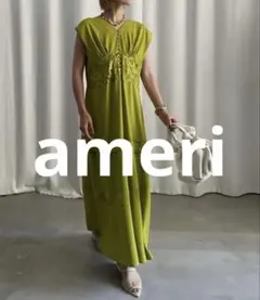 【未使用】ameri DOCKING LACE UP DRESS 黄緑のサムネイル