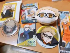 ハイキュー!! 月島　缶バッジ 　キーホルダー　シール　カードなど5個セット