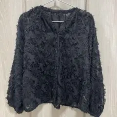 【美品】UNITED ARROWS シアーカーディガン　花柄　ブラックのサムネイル