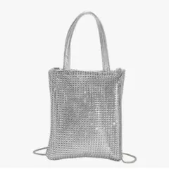 【新品】パーティ キラキラ ショルダー ラインストーン シルバースマホポーチ