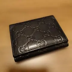 GUCCI グッチ シマレザー カードケース 名刺入れ ブラック