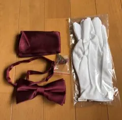 新郎小物 4点セット 蝶ネクタイ ボルドー バーガンディ 結婚式