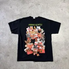 【¥300オークション開催中！】00s 猫プリントtシャツ 半袖 XL クリスマ