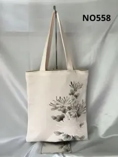 夏映え　着物リメイク　水墨画風 菊柄 トートバッグ ハンドメイドのサムネイル