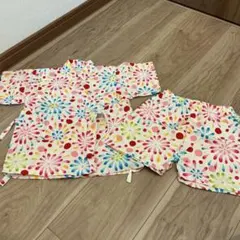 キッズ 甚平 花火柄 上下セット
