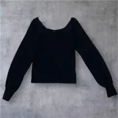 RESEXXY Vネックワイドリブニット ブラック　フリー