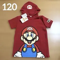 BANDAI スーパーマリオ フード付きパーカー Tシャツ 120 赤　半袖