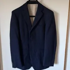 メンズ スーツ ジャケット パンツ　セットアップ　ネイビー ストライプ　本切羽