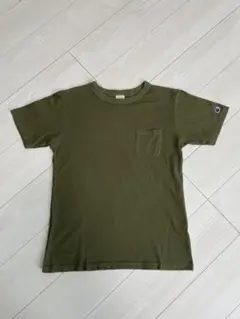 Champion Authentic オリーブ カーキ ポケット付き Tシャツ