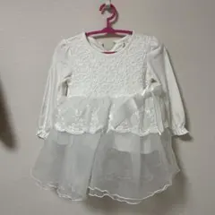 ホワイトベビードレス レース装飾付き