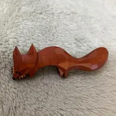 【匿名配送】【新品未使用】木製キツネブローチ