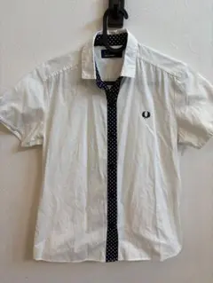 FRED PERRY 半袖シャツ S ホワイト/ネイビー