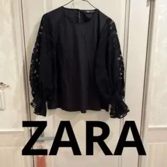 ZARAブラック レース バルーンスリーブ トップス
